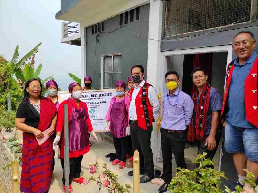 Advisor Imnatiba with others during the inauguration of Sanitary Pad Production Unit at Changtongya village on May 1. (Photo Courtesy: NSRLM, Changtongya Block)